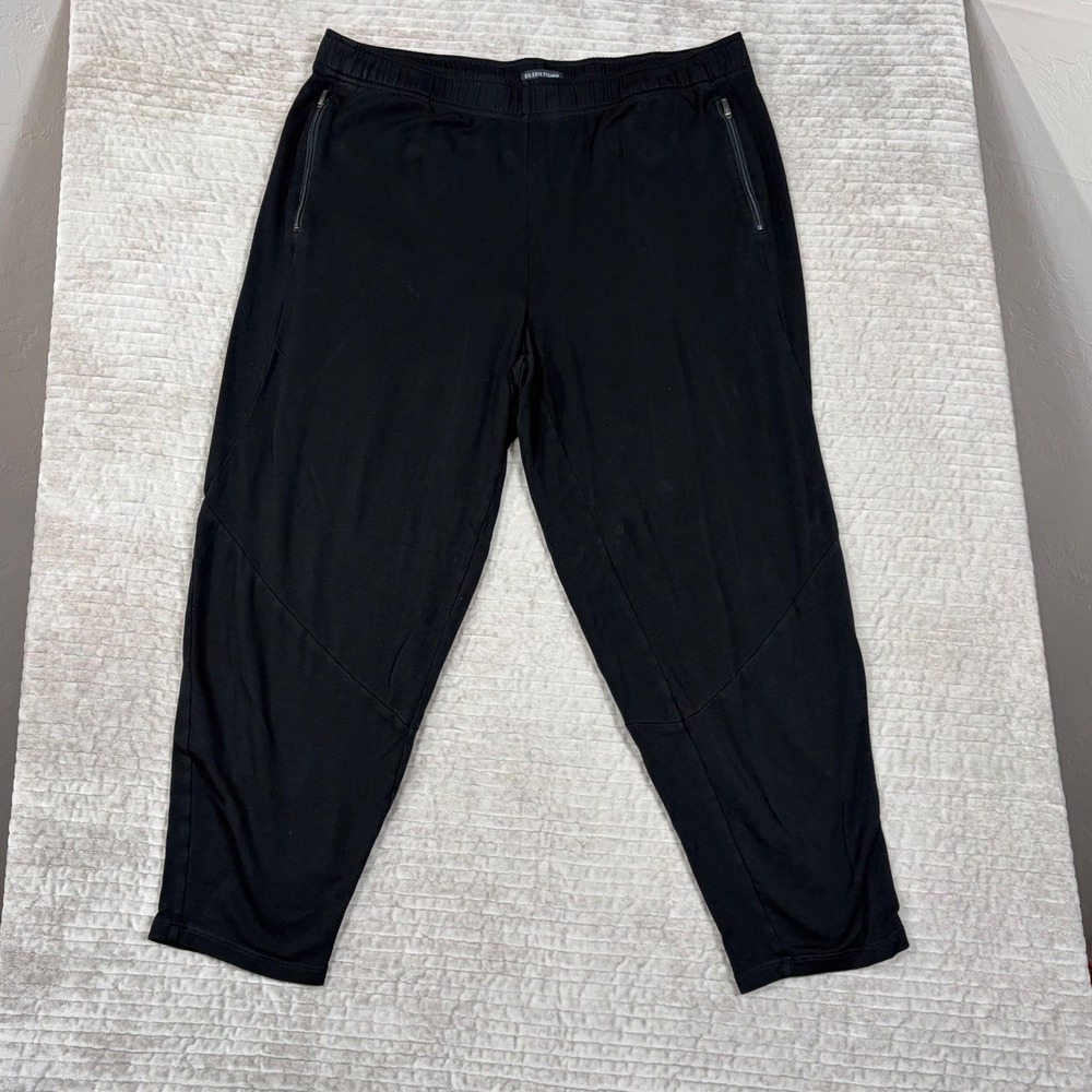 Eileen Fisher Black Tencel Lyocell Stretch Zip Pocket Cropped Jogger Pants L